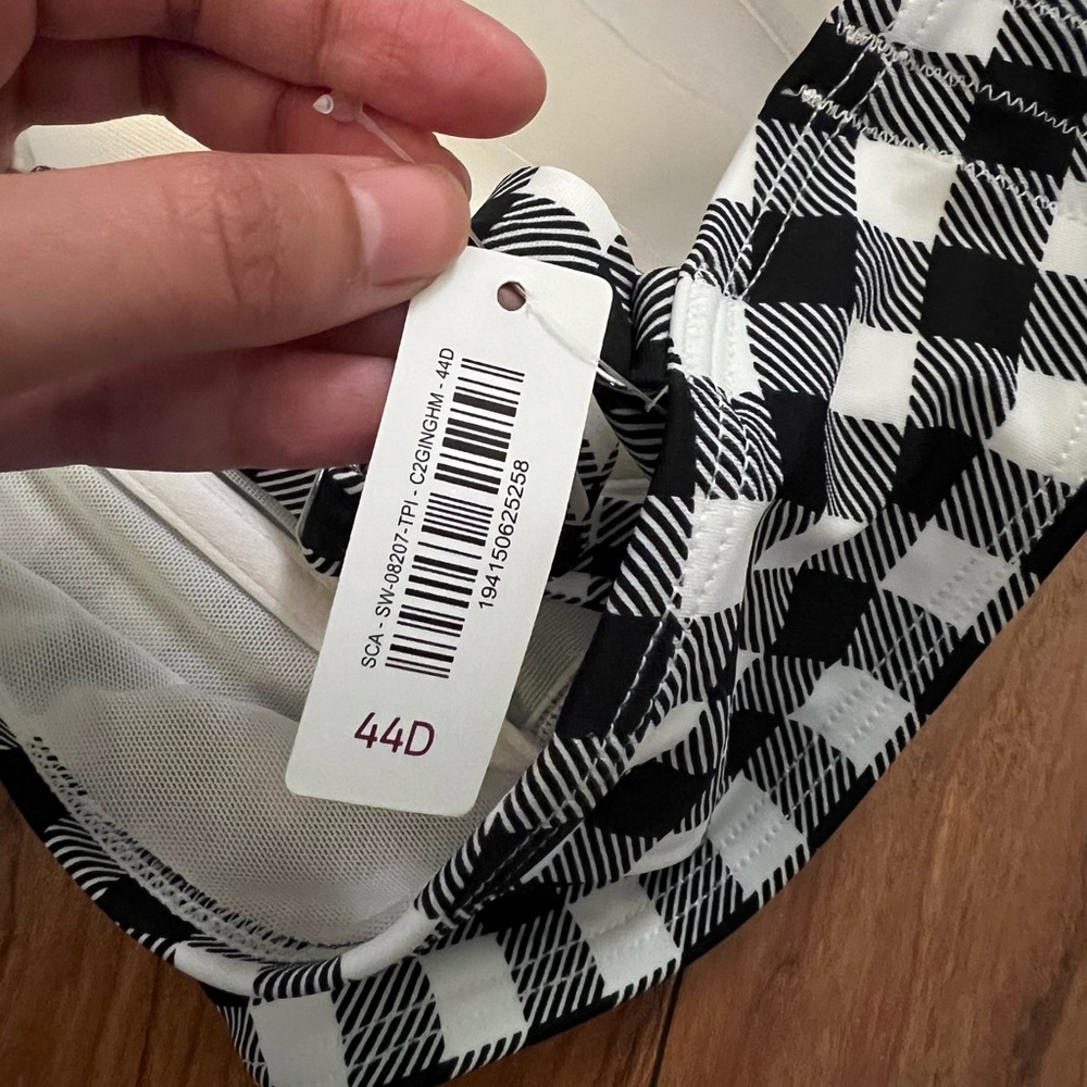 NWT ADORE ME 44D Vivien Contour Plus Underwire Bikini Top White Black Gingham - Picture 4 of 11